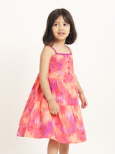 Load image into Gallery viewer, Campana Girls Myra Midi Dress - Sunset Canvas - Orange &amp; Purple
