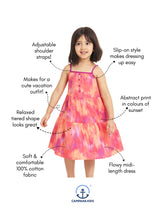 Load image into Gallery viewer, Campana Girls Myra Midi Dress - Sunset Canvas - Orange &amp; Purple
