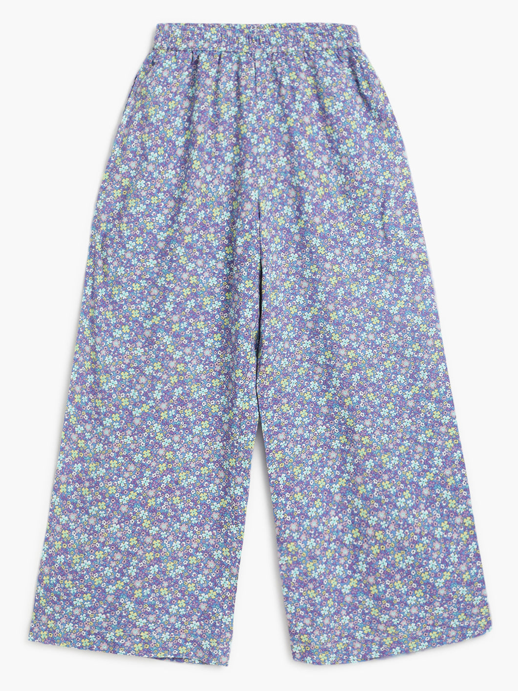 Campana Girls Chelsea Ankle Length Culottes Trousers - Micro Floral Print - Purple