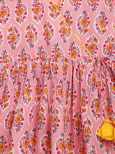 Load image into Gallery viewer, Campana Girls Nihira Flared Kurti - Block Print - Pink
