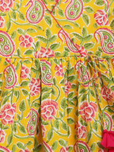 Load image into Gallery viewer, Campana Girls Nihira Flared Kurti - Paisley Garden Print - Yellow
