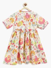 Load image into Gallery viewer, Campana Girls Nihira Flared Kurta - Bold Floral Print - White &amp; Pink
