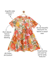 Load image into Gallery viewer, Campana Girls Nihira Flared Kurti - Bold Floral Print - Off White &amp; Multi
