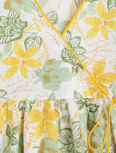 Load image into Gallery viewer, Campana Girls Nihira Flared Kurta - Floral Kanthawork - White &amp; Yellow
