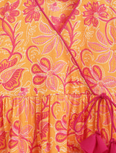 Load image into Gallery viewer, Campana Girls Nihira Flared Kurta - Seamless Floral Print - Orange &amp; Magenta
