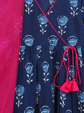 Load image into Gallery viewer, Campana Girls Nihira Sharara Set with Dupatta - Ethnic Motif - Indigo Blue
