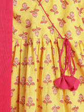 Load image into Gallery viewer, Campana Girls Nihira Sharara Set with Dupatta - Flower Bud Print - Yellow &amp; Pink
