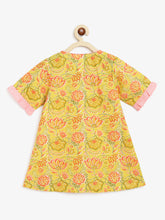 Load image into Gallery viewer, Campana Girls Himani Kurta with Dhoti Pants - Floral Trellis Print - Lime Green &amp; Pink
