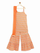 Load image into Gallery viewer, Campana Girls Roshini Sharara Set - Paisley Blockprint - Peach
