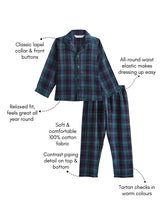 Load image into Gallery viewer, Campana Kids Full Sleeves Nightsuit - Plaid Checks - Navy, Blue &amp; Green
