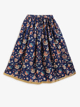 Load image into Gallery viewer, Campana Girls Heera Lehenga Set - Enchanted Garden Print - Navy Blue
