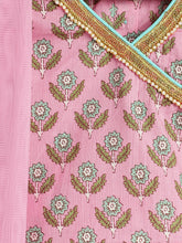 Load image into Gallery viewer, Campana Girls Heera Lehenga with Angrakha Choli &amp; Dupatta Set - Flower &amp; Buta Print - Pink
