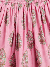 Load image into Gallery viewer, Campana Girls Heera Lehenga with Angrakha Choli &amp; Dupatta Set - Flower &amp; Buta Print - Pink
