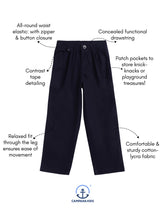 Load image into Gallery viewer, Campana Boys Hugo Cotton-Lycra Relax Fit Pants - Navy
