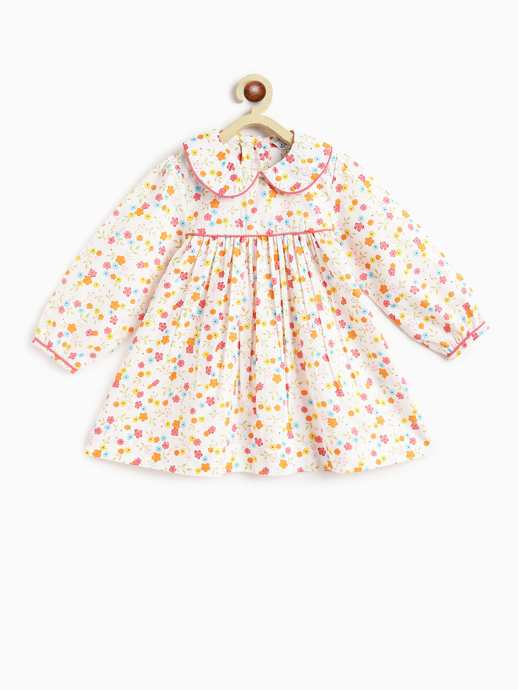 Campana Girls Callie Dress With Collar- Floral Print - Multicolour