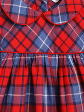 Load image into Gallery viewer, Campana Girls Callie Dress With Collar- Tartan Checks -  Red &amp; Blue
