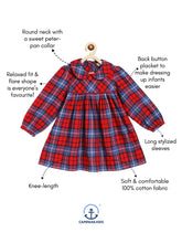 Load image into Gallery viewer, Campana Girls Callie Dress With Collar- Tartan Checks -  Red &amp; Blue
