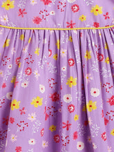 Load image into Gallery viewer, Campana Girls Callie Short Sleeves Dress With Collar- Floral Print - Purple &amp; Yellow
