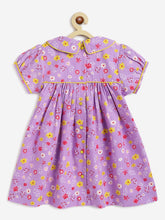 Load image into Gallery viewer, Campana Girls Callie Short Sleeves Dress With Collar- Floral Print - Purple &amp; Yellow
