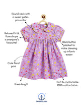 Load image into Gallery viewer, Campana Girls Callie Short Sleeves Dress With Collar- Floral Print - Purple &amp; Yellow
