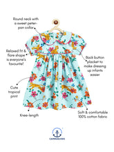 Load image into Gallery viewer, Campana Girls Callie Short Sleeves Dress With Collar- Tropical Jungle Print - Sky Blue &amp; Multi
