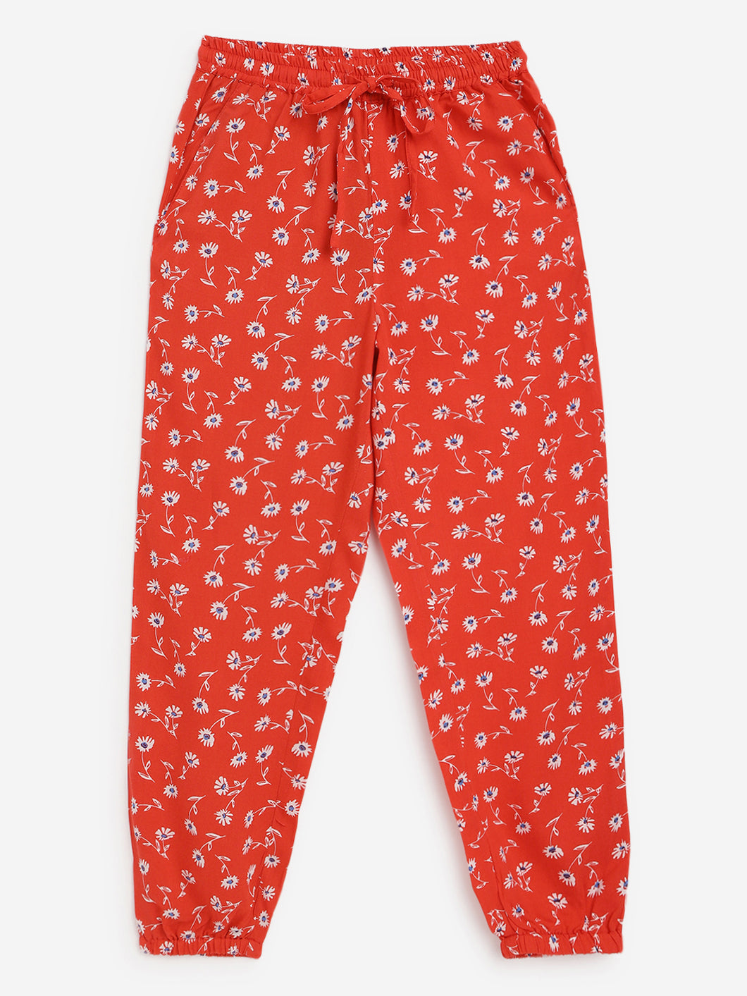 Campana Girls Ella Jogger Pants - Happy Floral Print - Red