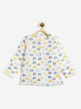 Load image into Gallery viewer, Campana Kids Appu Cotton Nightsuit - Baby Elephants Print - White &amp; Grey
