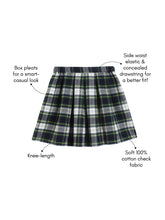 Load image into Gallery viewer, Campana Girls Fiona Pleated Skirt - Checks - Navy, White &amp; Green
