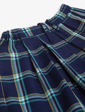 Load image into Gallery viewer, Campana Girls Fiona Pleated Skirt - Windowpane Checks - Navy &amp; Turquoise
