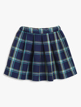 Load image into Gallery viewer, Campana Girls Fiona Pleated Skirt - Windowpane Checks - Navy &amp; Turquoise
