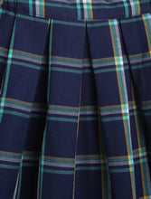 Load image into Gallery viewer, Campana Girls Fiona Pleated Skirt - Windowpane Checks - Navy &amp; Turquoise
