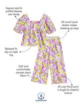 Load image into Gallery viewer, Campana Girls Mia Crop Top with Trousers Clothing Set - Tropical Floral Print - Yellow &amp; Pink
