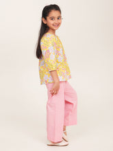 Load image into Gallery viewer, Campana Girls Nora Printed Cotton Top - Pastel Florals - Yellow
