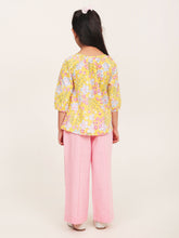 Load image into Gallery viewer, Campana Girls Nora Printed Cotton Top - Pastel Florals - Yellow
