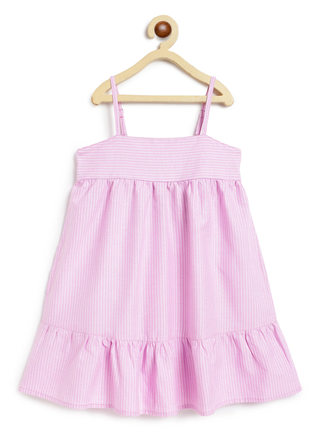 Campana Girls Amelia Strappy Dress with Pockets - Stripes - Soft Pink