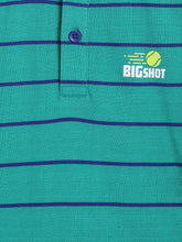 Load image into Gallery viewer, Campana Boys Pablo Half Sleeves Striped Polo T-Shirt - Green &amp; Blue
