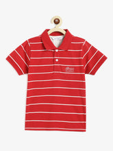 Load image into Gallery viewer, Campana Boys Pack of 2 Striped Cotton Polo T-Shirts - Red &amp; Green
