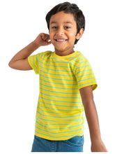 Load image into Gallery viewer, Campana Boys Kobe Striped Round Neck T-Shirt - Canary Yellow &amp; Turquoise
