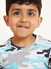 Load image into Gallery viewer, Campana Boys Kobe Round Neck T-Shirt - Camouflage Print - Blue &amp; Grey
