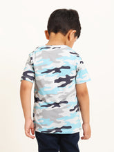 Load image into Gallery viewer, Campana Boys Kobe Round Neck T-Shirt - Camouflage Print - Blue &amp; Grey
