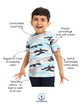 Load image into Gallery viewer, Campana Boys Kobe Round Neck T-Shirt - Camouflage Print - Blue &amp; Grey
