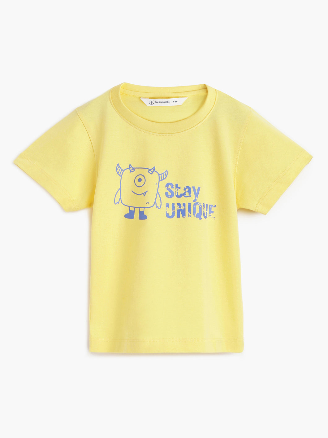 Campana Boys Daniel Half Sleeves T-shirt - Unique Print - Lemon Yellow