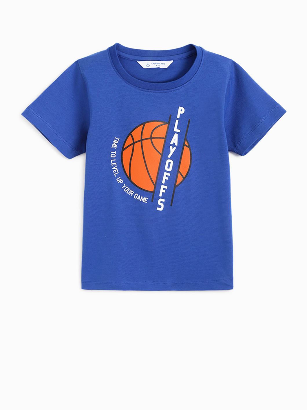 Campana Boys Daniel Half Sleeves T-shirt - Basketball Themed Print - Purplish Blue