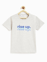 Load image into Gallery viewer, Campana Boys Daniel Half Sleeves T-shirt - Rise-Up Print - Grey Melange
