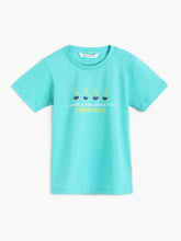 Load image into Gallery viewer, Campana Boys Daniel Pack of 2 Half Sleeves T-shirts - Conversational Print - Lemon Yellow &amp; Turquoise Blue
