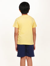 Load image into Gallery viewer, Campana Boys Daniel Pack of 2 Half Sleeves Printed Cotton T-shirts - Lemon Yellow &amp; Turquoise Blue
