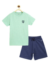 Load image into Gallery viewer, Campana Boys Jordan T-Shirt with Shorts Clothing Set - Mint Green &amp; Denim Melange
