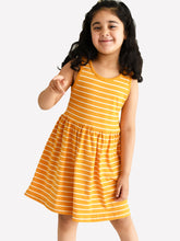 Load image into Gallery viewer, Campana Girls Grace Fit &amp; Flare Dress - Breton Stripes - Tuscan Yellow &amp; Ivory
