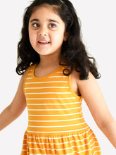 Load image into Gallery viewer, Campana Girls Grace Fit &amp; Flare Dress - Breton Stripes - Tuscan Yellow &amp; Ivory
