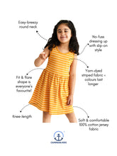 Load image into Gallery viewer, Campana Girls Grace Fit &amp; Flare Dress - Breton Stripes - Tuscan Yellow &amp; Ivory
